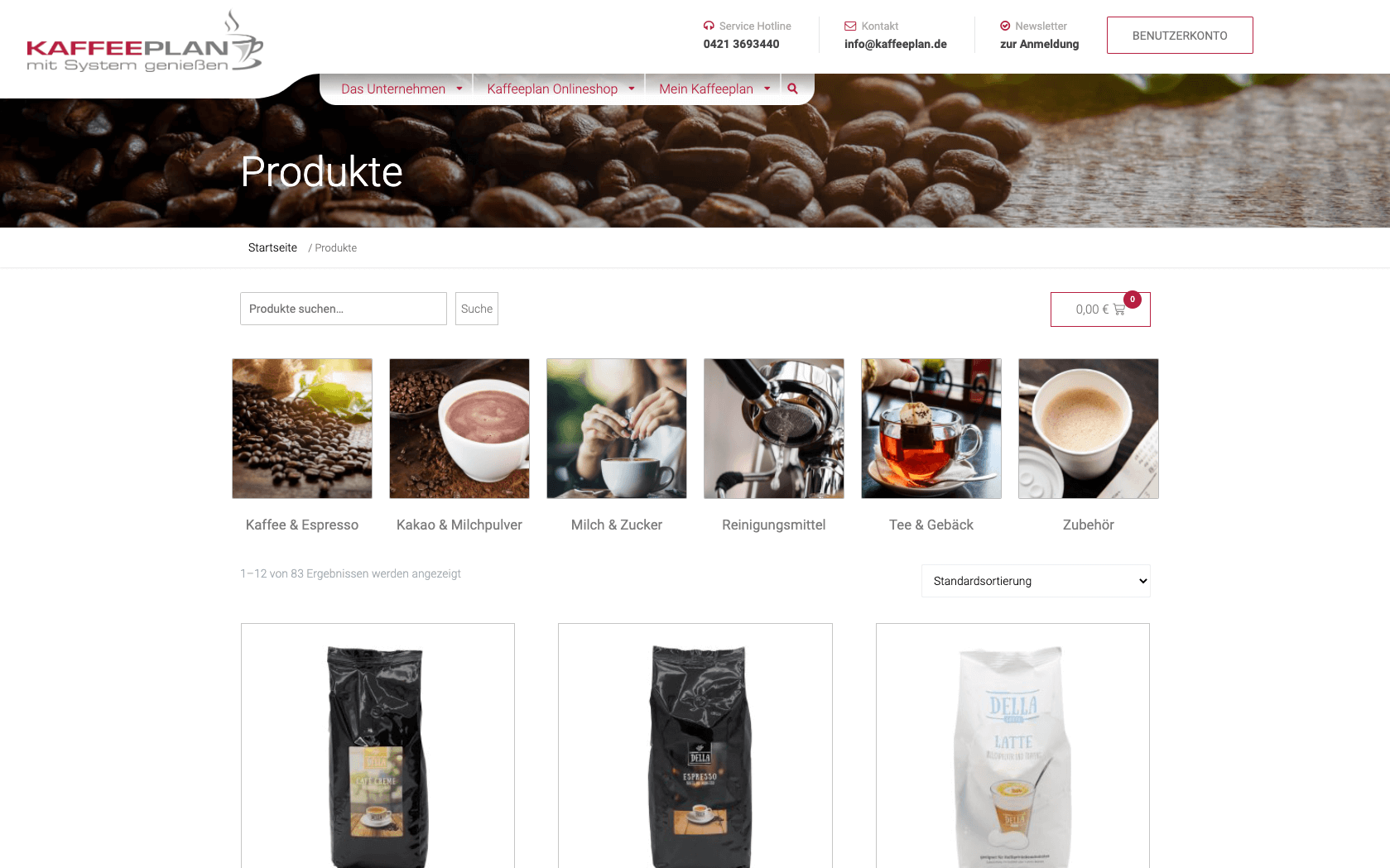 Woocommerce Onlineshop Kaffeeplan