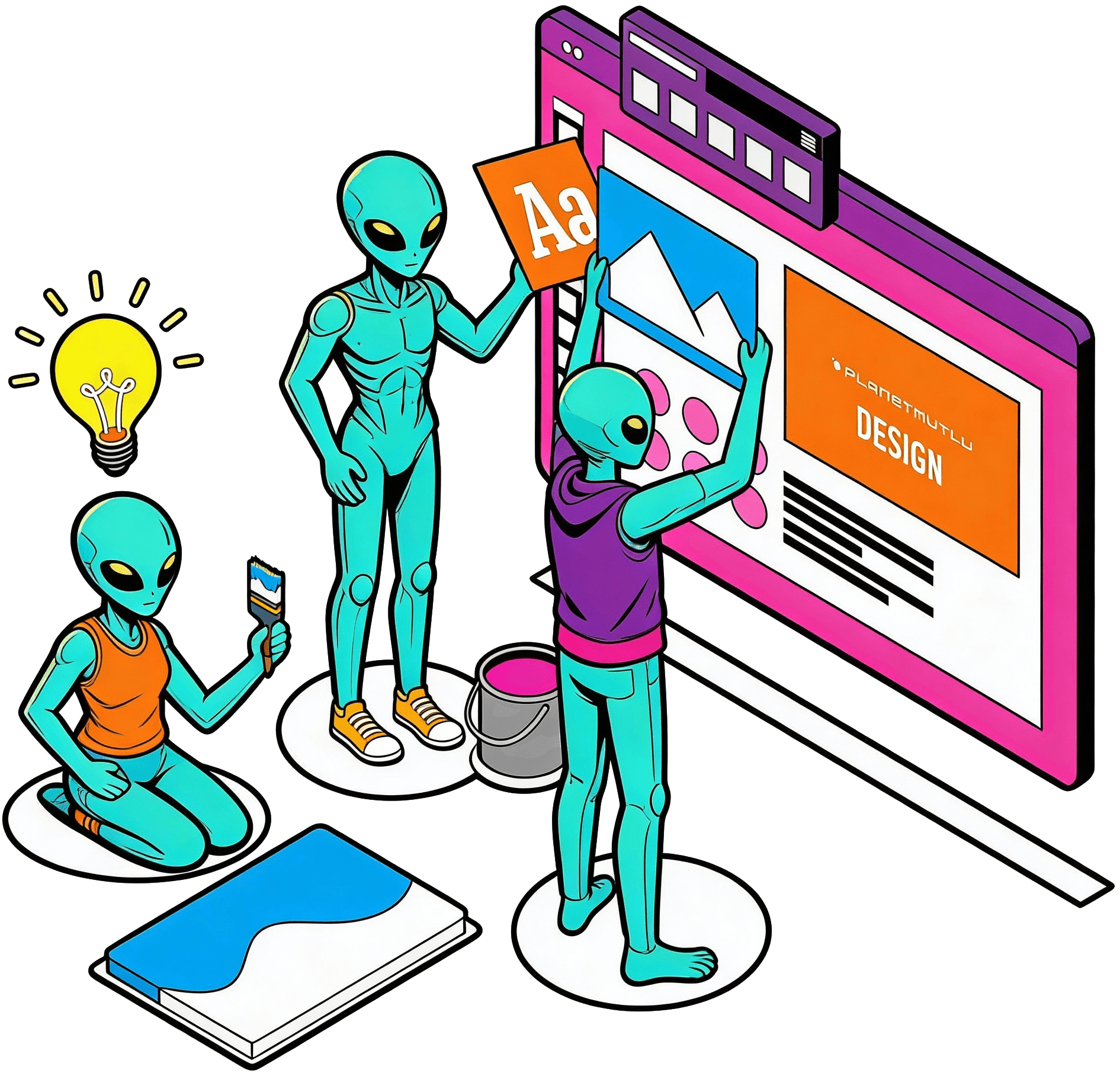 freepik aliens creating a web design vivid cyan warm orang 21817 2 1