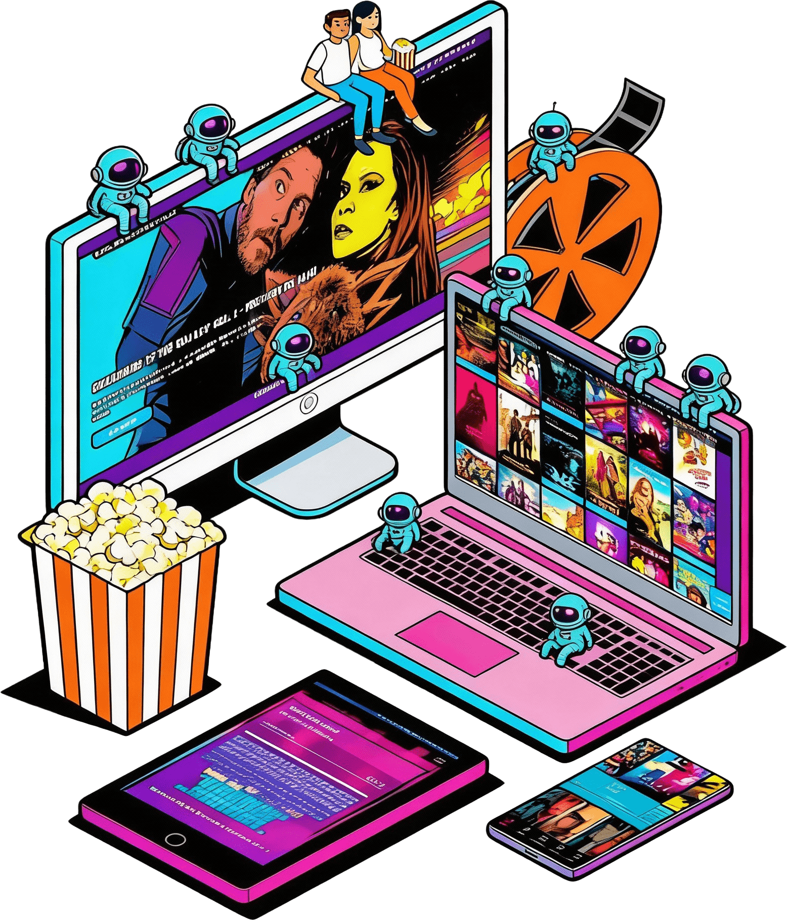 freepik computer screens and mobile devices showing cinema 21822 1 1