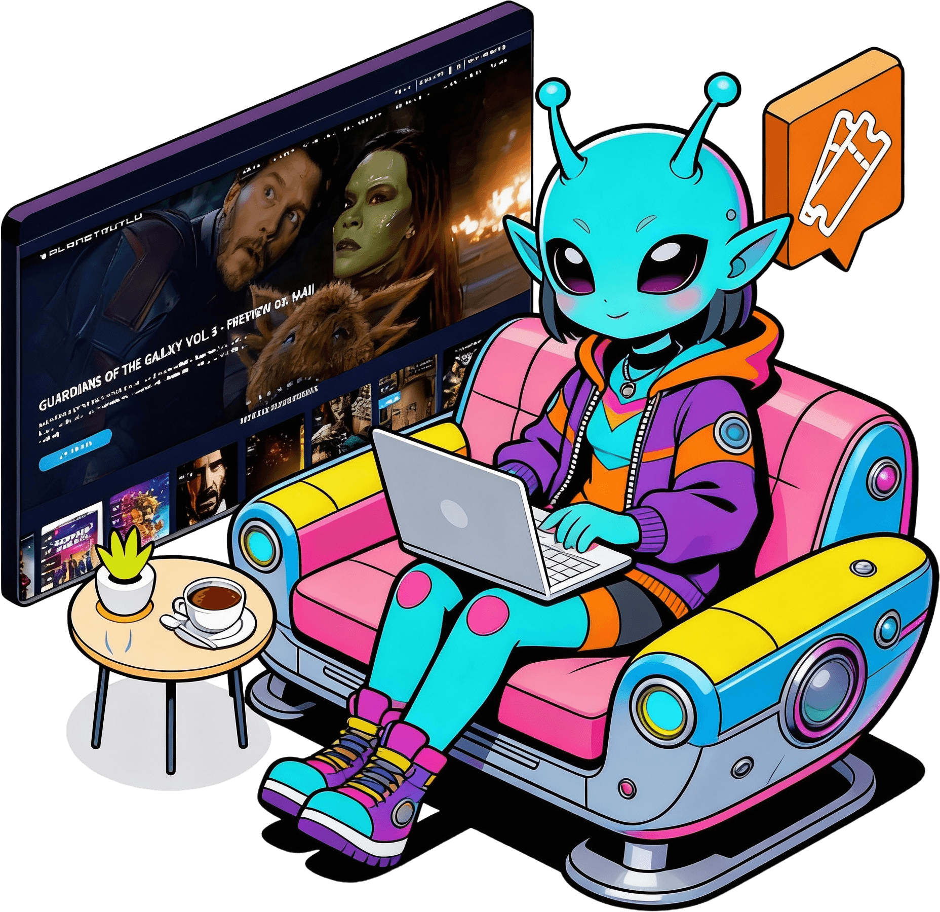freepik cute alien girl seated on a spacecouch with laptop 21820 2 1