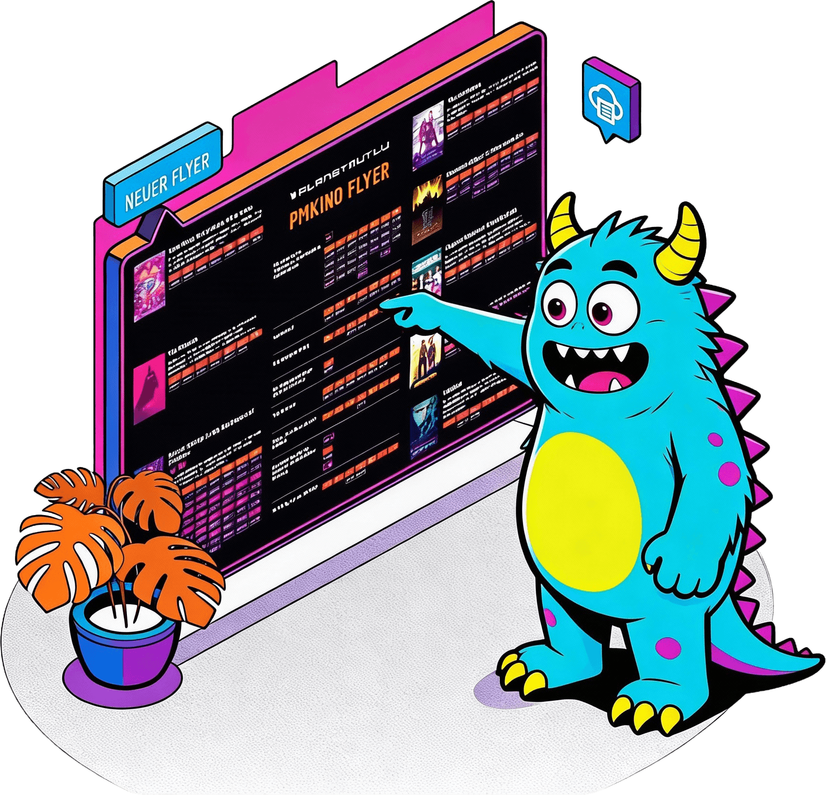 freepik cute monster pointing to a website to generate a f 21818 1 1 1