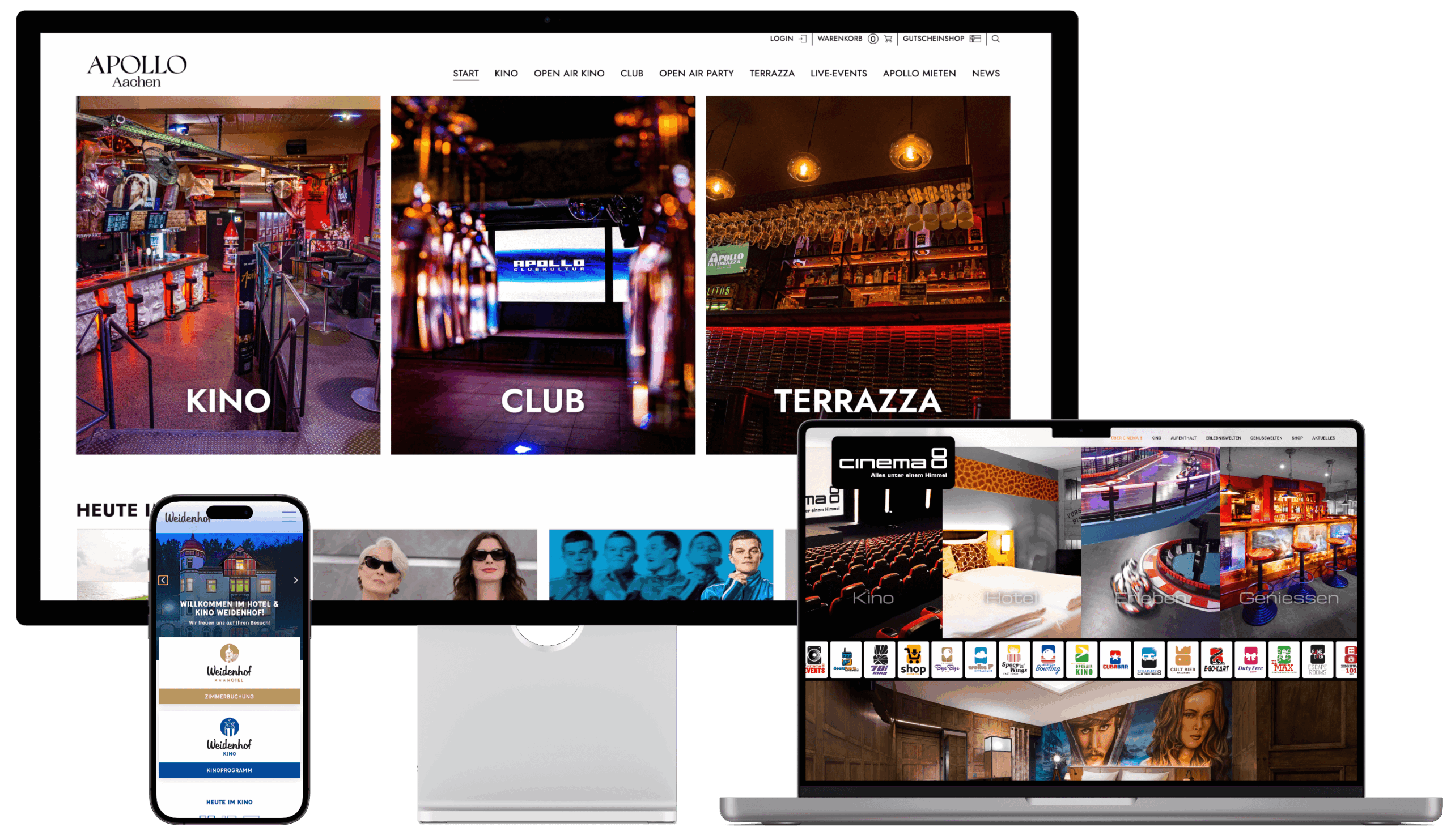 Ansicht von Custom-Themes auf verschiednen Endgeräten